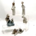 5 x Lladro figures inc dog & polar bear - tallest girl 22cm high lacks candle to hand otherwise no