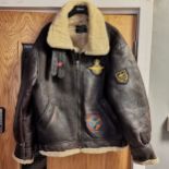 US Army style Type B-3 flying jacket (116cm chest) with applied badges inc RAF, German etc ~ has