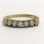 18ct hallmarked gold 7 stone diamond ring - stones 2.5mm diameter ~ size M½ & 2.1g total weight ~