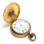 Gold plated hunter pocket watch - 48mm case by J B Dent & Sons ~ losses to plating & dents but