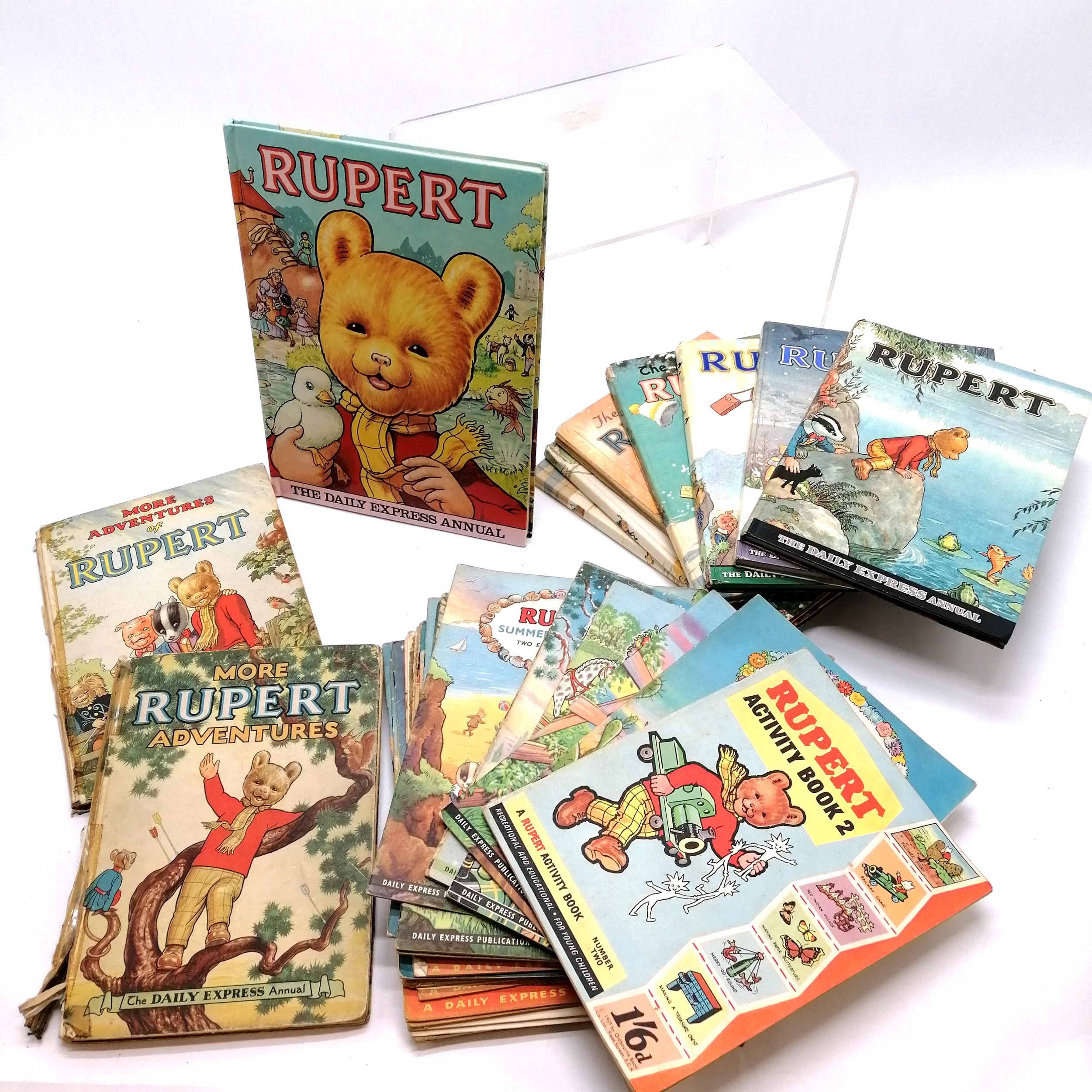 Qty of Rupert annuals (some a/f) t/w adventure books up to #38 & activity book #2