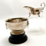 1920 School of Artillery Sports presentation trophy (on base) with lion mask handles (presented by
