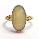 18ct hallmarked gold opal ring - size Q & 3.6g total weight ~ slight marks to stone