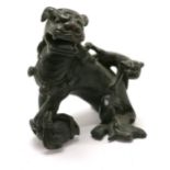 Antique Chinese bronze lion dog scroll weight - 6cm high & 5cm across