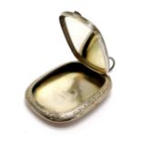 Antique silver pendant locket / compact with mirror in lid & hand engraved detail to body by