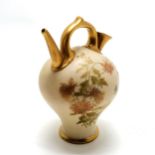 Antique Royal Worcester blush ware pitcher decorated with flowers - 18cm high & no obvious damage