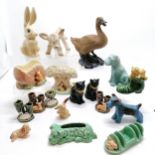 Chinese duck figurine (25cm), Canadiana pottery hare t/w qty of mostly Sylvac animal figurines (some