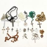 Qty of religious jewellery inc 5 x silver crosses, silver St Christopher, 2 x rosaries etc - SOLD ON