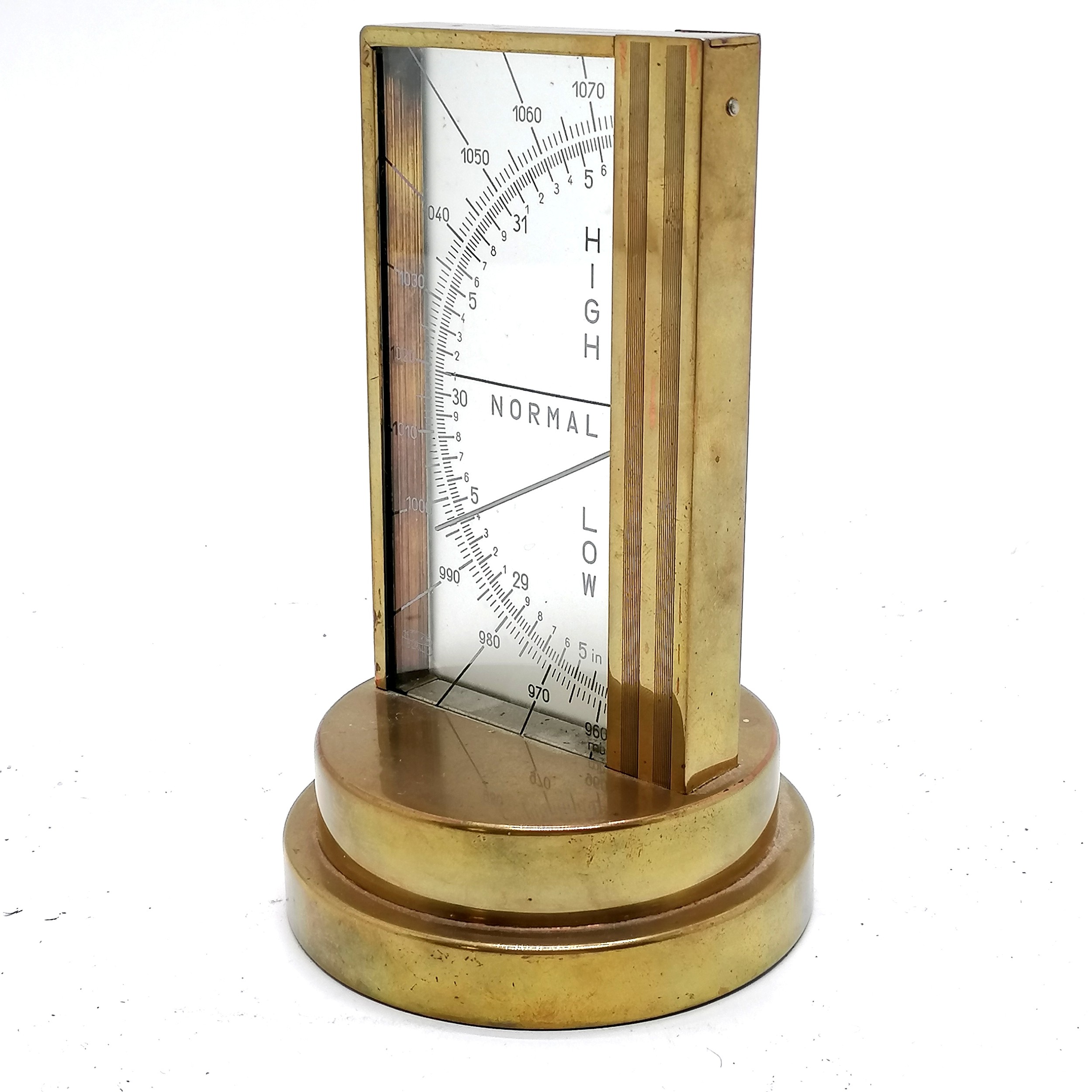 Unusual Zeiss Ikon Art Deco table barometer in a brass case, instructions and dated to base 26/09/ - Image 3 of 4