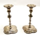 Pair of 1903 silver desk candlesticks with detachable sconces by William Charles Fordham & Albert