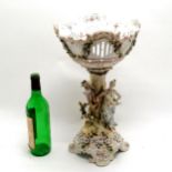 Continental porcelain centrepiece with figural detail to column and pierced detail to detachable