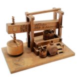 Scratch built wooden model of 120 Jahre OKB St Johanni.s. wine press - base 24cm x 15cm