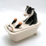 Carlton ware lustre pottery cow having a bath butter dish - 19cm long & 17cm high & no obvious