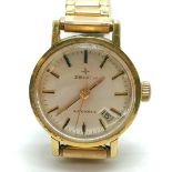 Ladies Zenith automatic date wristwatch (22mm case) with gold plated head & strap and stainless