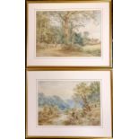 2 x framed original antique watercolour paintings of Ford Lane (Didsbury) & On the river Conway by