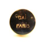 Vintage Marquise de Sevigne, Paris brass lidded box entitled Gai Paris - 11cm diameter - slight