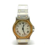 Cartier bi-metal Santos quartz wristwatch - 30mm case & is in used worn condition & will need