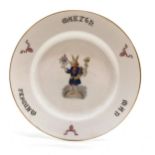 Antique Winchester College 'Manners makyth man' The Trusty Servant" (Hircocervus!) plate by