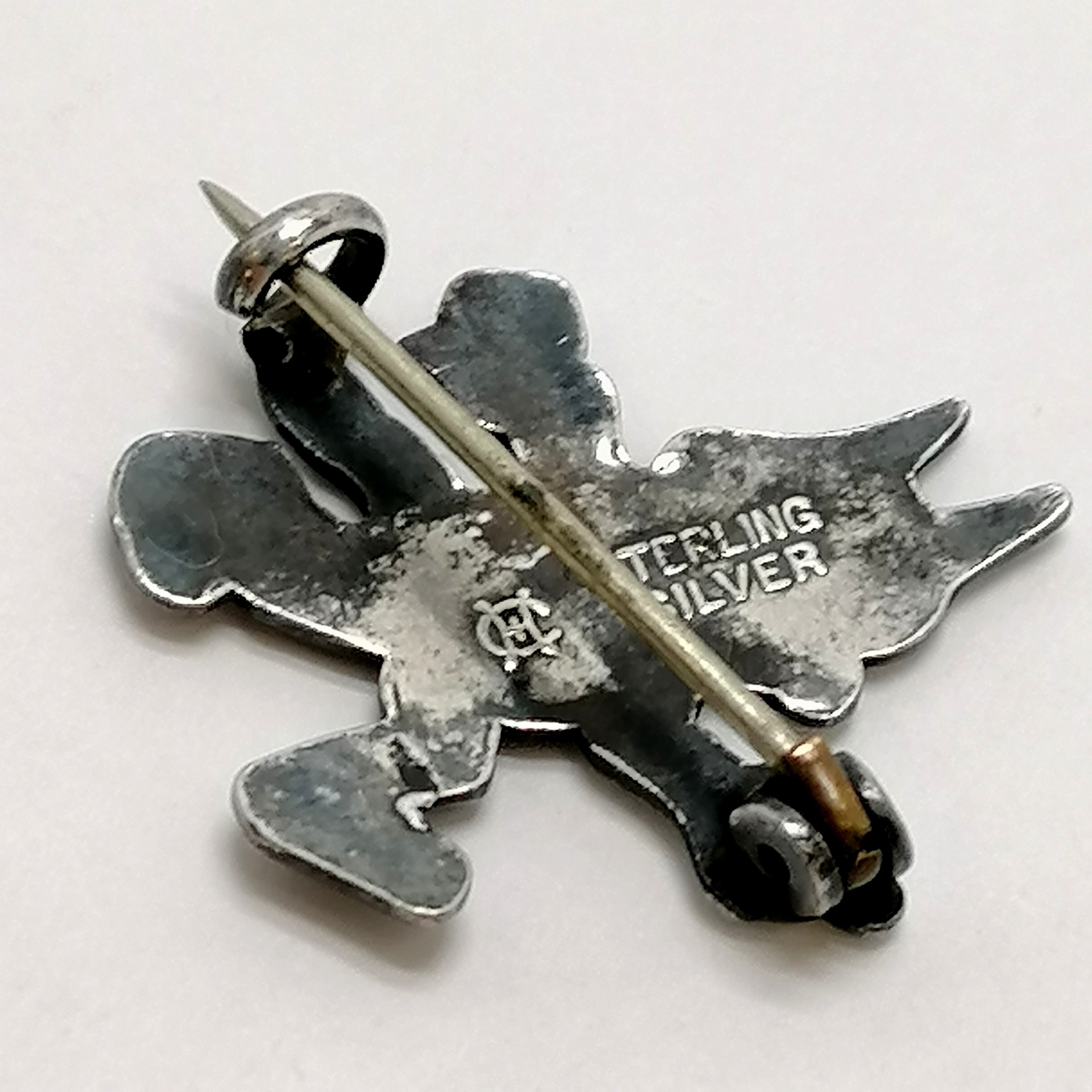 Charles Horner Felix the cat silver brooch - damage to enamel - Image 2 of 2