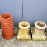 Pair of chimney pots T/W another, tallest 60cm high