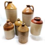 6 x stoneware flagons / jars inc W Coates (London - 34cm high & slight a/f to handle), Abbey &