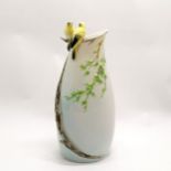 Graff porcelain tall vase with 2 yellow bird decoration to top ~ 38cm high & no obvious damage