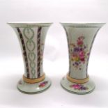Pair of continental (German) flared floral decorated vases - 27cm high marked Mehlem Bonn a/rhein to