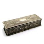 Antique Art Nouveau silver hinged lidded trinket / ring box - 11.9cm long & 80g ~ has a slightly