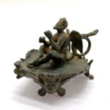 Antique bronze sealing wax holder (?) in the form of a winged devil - 10cm across x 7cm high ~
