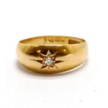 Antique 18ct Chester hallmarked gold diamond set gypsy ring - size K & 3.1g total weight