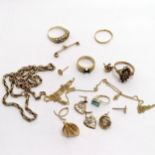 Qty of scrap gold - some stone set inc 0.9g 22ct, 4.6g (total weight) 14ct & 18.2g total weight