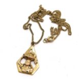 Unmarked gold ethnic pendant on 9ct marked gold 62cm chain - 13.2g - SOLD ON BEHALF OF THE NEW