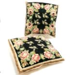 Pair of kashmir embroidered cushions - approx 39cm x 42cm