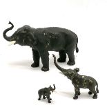 3 x cold painted bronze studies of elephants - largest 11cm across x 7cm high ~ slight paint losses