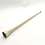 Antique nickel hunting horn - 36cm - has losses to plating finish & some dents