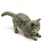 Cold painted bronze study of a cat with original paint detail (some losses) - 6cm long