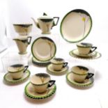 Art Deco Burleigh ware hand painted Dawn 5 piece tea-set - largest plate 18cm diameter ~ slight