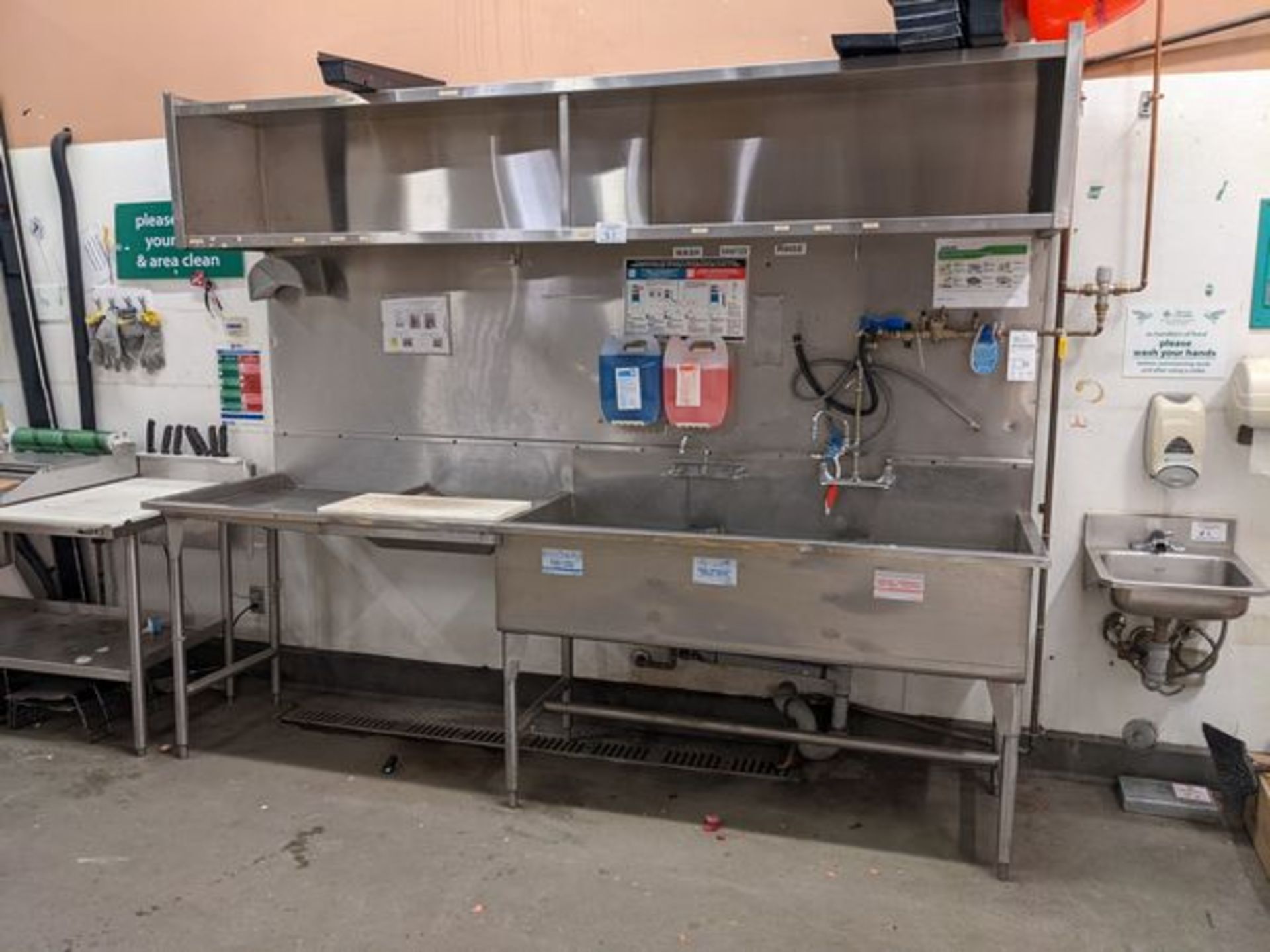 Approx. 9 ft Stainless Steel Sink with Large Over shelf