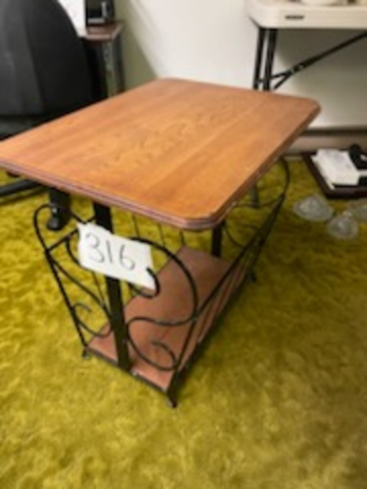 Oak and Wrought Iron Side Table