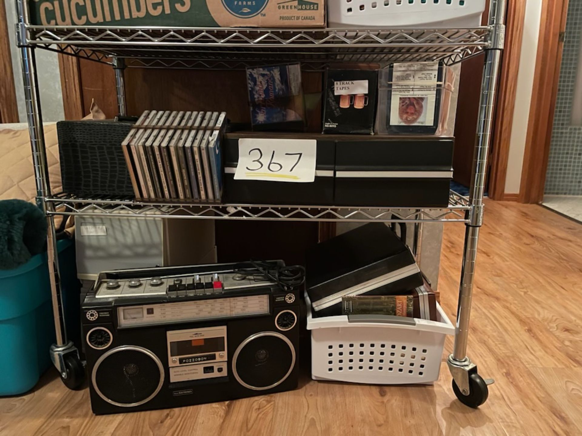 Cassette Player, Cassettes, Disc Boxes with Keys