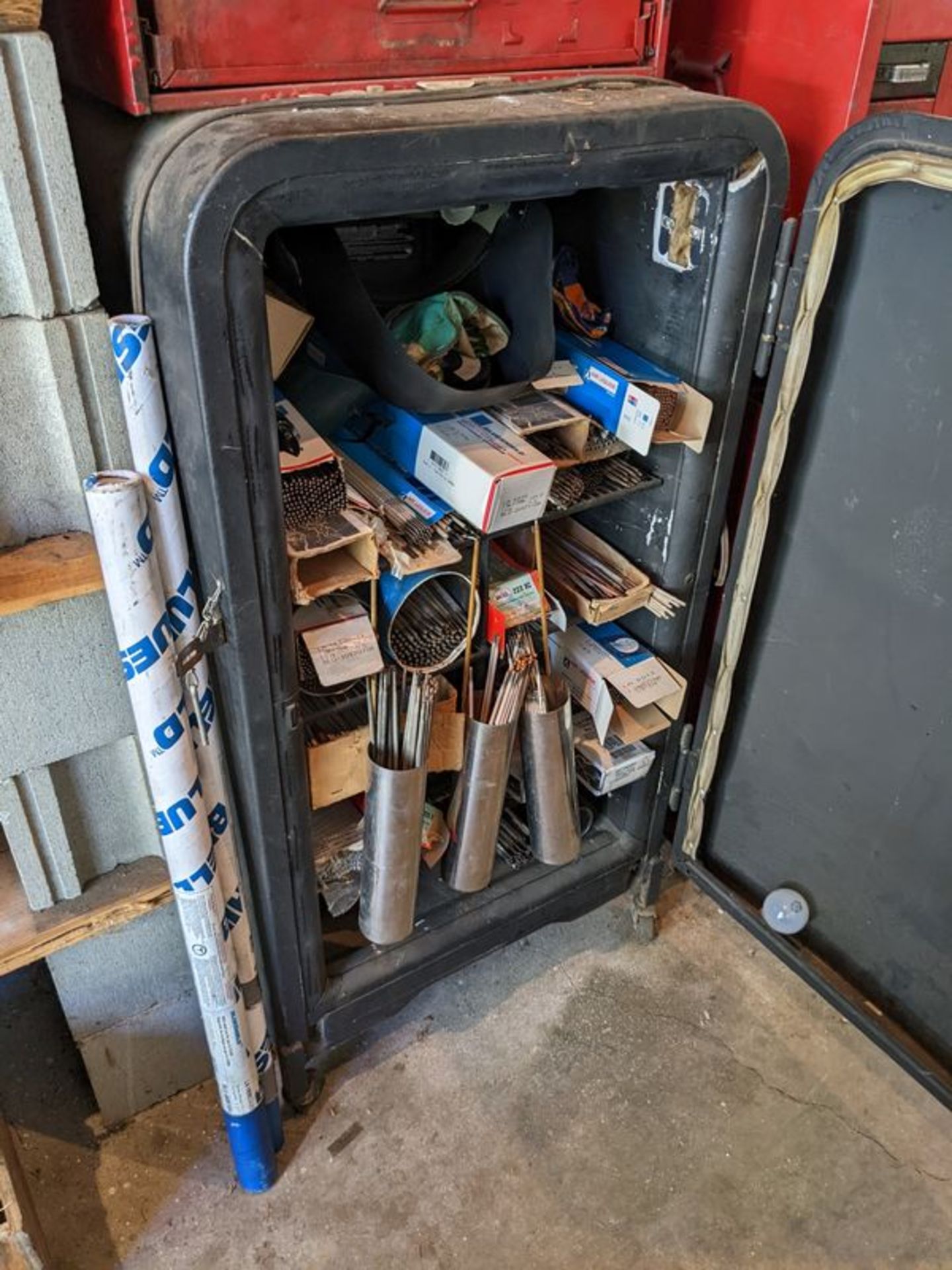 Antique Fridge with Large Amount of Welding Supplies - Image 2 of 2