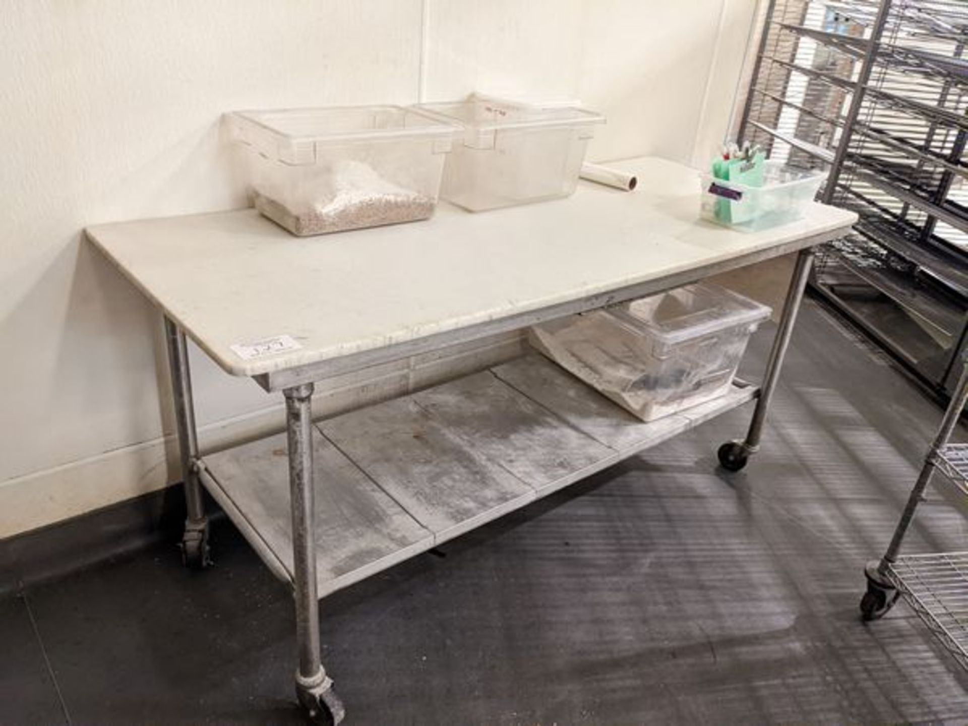 30 x 72" Custom Stainless Steel Table on Casters