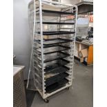 Welded Side Load Aluminum Bakers Rack with Cover and Black Trays