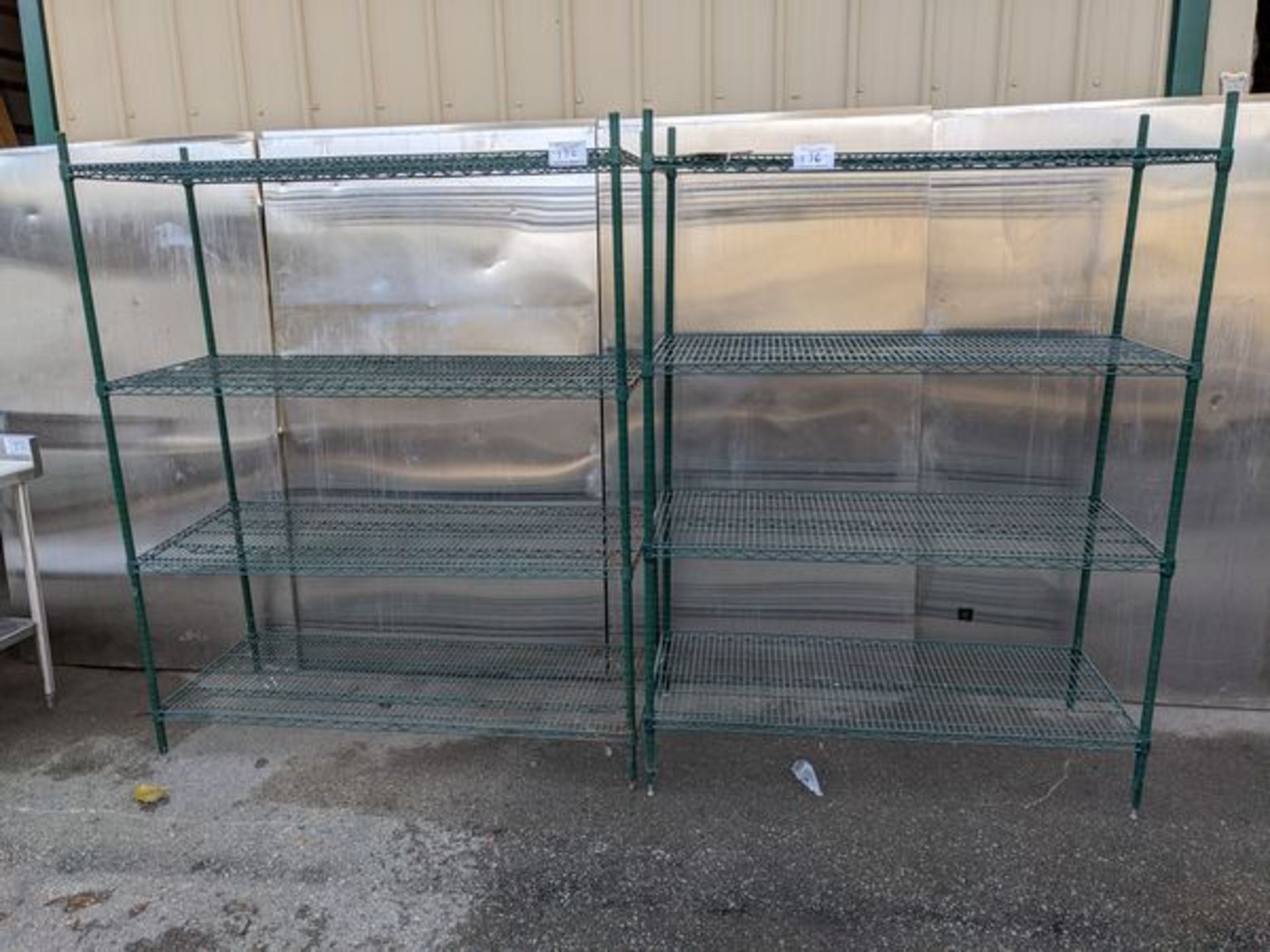 Two 4 Tier Green Powder Coated Metro Racks - Price Each x 2