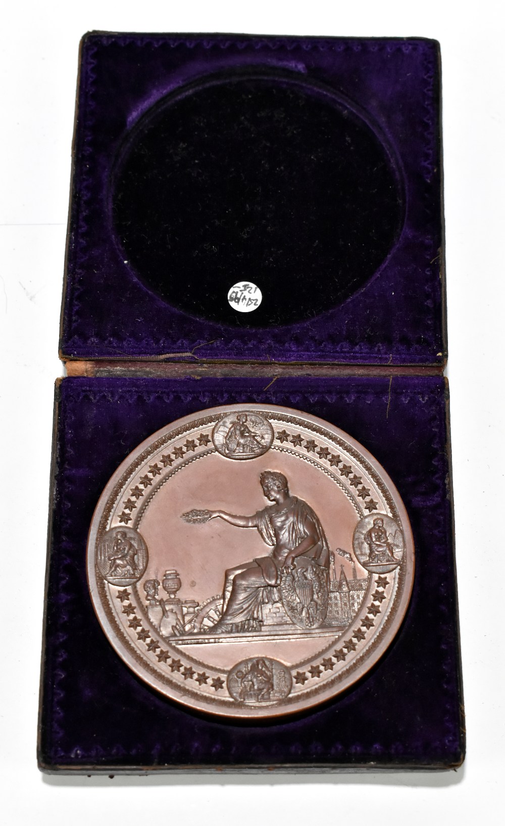 PHILADELPHIA 1876; a velvet lined leather cased bronze medallion awarded by United States Centennial