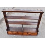 A George III oak hanging shelf, with five drawers, height 84cm, width 101cmAdditional