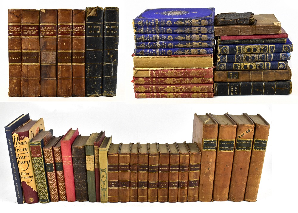 A collection of 18th century and later leather and cloth bound books to include R. MONTGOMERY