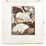 AFTER JEAN CAMERON; etching and aquatint, sleeping cats, 32cm x 26.5cm, glazed Provenance: from