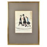 LAURENCE STEPHEN LOWRY RBA RA (1887-1976); an ink signed print, 'The Family', with blind stamp, 28.5