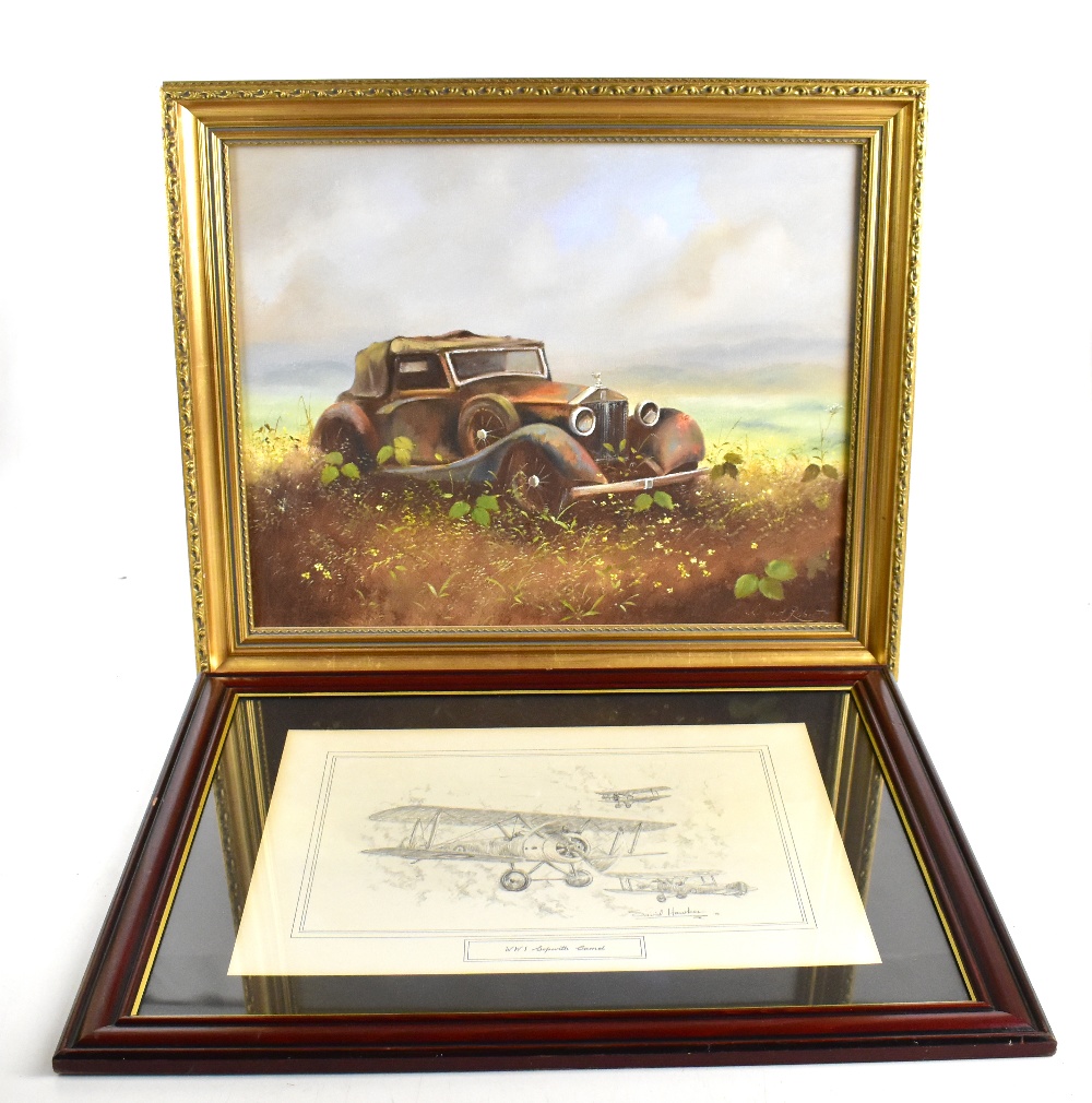 DAVID ROBERTS; oil on canvas, Rolls Royce Phantom, signed lower right, 39.5cm x 50cm, with a David